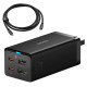 Baseus fast charger GaN5 Pro HUB HDMI 2 x USB-C / USB-A / HDMI 4K 30Hz 1.5m black + USB-C cable - USB-C 100W 40Gb/s (USB4) 1m (CCGP110201)