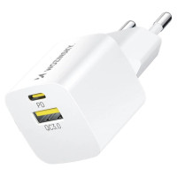 Wozinsky WWCEAC GaN USB-A USB-C 33W wall charger - white