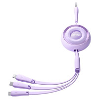 Joyroom Colorful Series S-A40 Cable Retractable 3in1 USB-A - USB-C / Lightning / Micro USB 1m - Purple