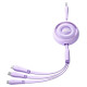 Joyroom Colorful Series S-A40 Cable Retractable 3in1 USB-A - USB-C / Lightning / Micro USB 1m - Purple