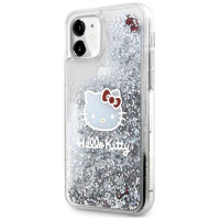 Hello Kitty Liquid Glitter Charms Kitty Head Case for iPhone 11 / Xr - Silver