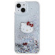 Hello Kitty Liquid Glitter Charms Kitty Head case for iPhone 15 - silver