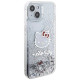 Hello Kitty Liquid Glitter Charms Kitty Head case for iPhone 15 - silver