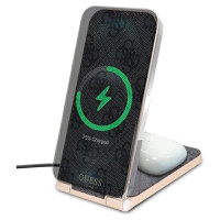 Guess 4G Pattern MagSafe foldable 2in1 15W inductive charger - black