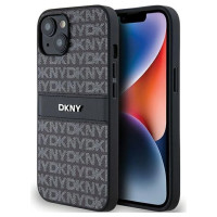 Dkny Leather Mono Stripe & Metal Logo Case for iPhone 15/14/13 - Black