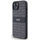 Dkny Leather Mono Stripe & Metal Logo Case for iPhone 15/14/13 - Black