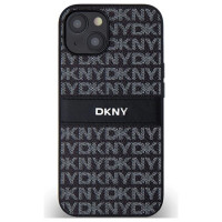 Dkny Leather Mono Stripe & Metal Logo Case for iPhone 15/14/13 - Black