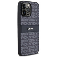 Dkny Leather Mono Stripe & Metal Logo case for iPhone 14 Pro Max - black