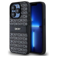 Dkny Leather Mono Stripe & Metal Logo case for iPhone 15 Pro - black
