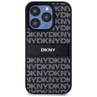Dkny Leather Mono Stripe & Metal Logo case for iPhone 15 Pro - black