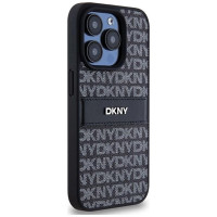 Dkny Leather Mono Stripe & Metal Logo case for iPhone 15 Pro - black