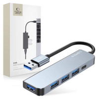 Tech-Protect HUB Tech-Protect V0 5in1 USB-A - USB-A 3.0 / 3x USB-A 2.0 / USB-C - gray