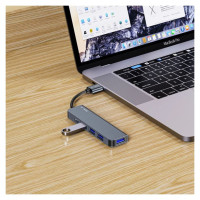 Tech-Protect HUB Tech-Protect V0 5in1 USB-A - USB-A 3.0 / 3x USB-A 2.0 / USB-C - gray