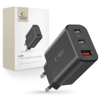 Tech-Protect NC30W charger 2x USB-C PD 30W / USB-A QC 3.0 - black