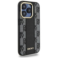Dkny Leather Checkered Mono Pattern MagSafe case for iPhone 15 Pro - black