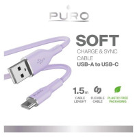 Puro Elektrik Puro Soft USB-A - USB-C Cable 1.5m - Purple