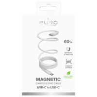 Puro Elektrik Puro Magnetic USB-C - USB-C 60W USB 3.2 (20 Gbps) 1m Magnetic Cable - White