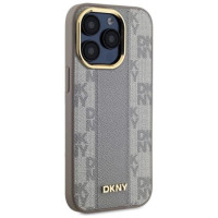 Dkny Leather Checkered Mono Pattern MagSafe iPhone 15 Pro Case - Beige