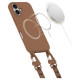 Tech-Protect MagNecklace MagSafe case with lanyard for iPhone 16 - brown