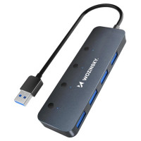 Wozinsky USB-A Hub Wozinsky WHS080YSS 4 x USB-A 3.0 with individual switches, aluminum, with 30 cm cable - gray