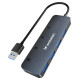 Wozinsky USB-A Hub Wozinsky WHS080YSS 4 x USB-A 3.0 with individual switches, aluminum, with 30 cm cable - gray