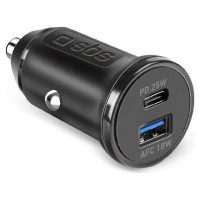 SBS TECRPD25W Car Charger 25W USB-A USB-C with Power Delivery - Black