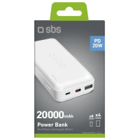 SBS Powerbank SBS TTBB20000PD20W 20000 mAh 20W Power Delivery with MicroUSB, USB-C, USB-A - white
