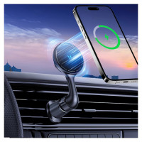 Wozinsky WCT5-6S4Y Car Holder with Qi/MagSafe 15W Inductive Charger for Air Vent - Black