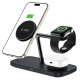 Tech-Protect QI15W-A45 3in1 Wireless Charger with MagSafe for Apple Devices - Black