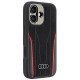 Audi Genuine Leather MagSafe iPhone 16 6.1" black-red hardcase AU-TPUPCMIP16-R8/D3-RD
