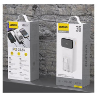 Dudao K15MAX 30000mAh PD 22.5W Powerbank with Built-in Cables - White