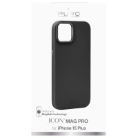 Puro Icon Mag Pro Silicone Case with MagSafe with Metal Buttons for iPhone 15 Plus - Black