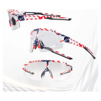 Rockbros Cycling Glasses Photochromic with UV Protection and Corrective Insert 14120008002 - USA Pattern - White