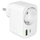Puro 20W Power Delivery Charger with Schuko Plug and Socket 1x USB-C + 1x USB-A - White
