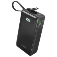 SBS Powerbank SBS 10000 mAh 20W with built-in USB-C cable and digital display - black
