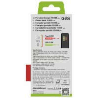 SBS Powerbank SBS 10000 mAh 20W with built-in USB-C cable and digital display - black
