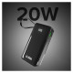 SBS Powerbank SBS 10000 mAh 20W with built-in USB-C cable and digital display - black