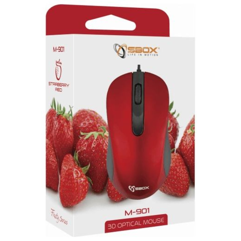 Sbox M-901 Optical Mouse  Red