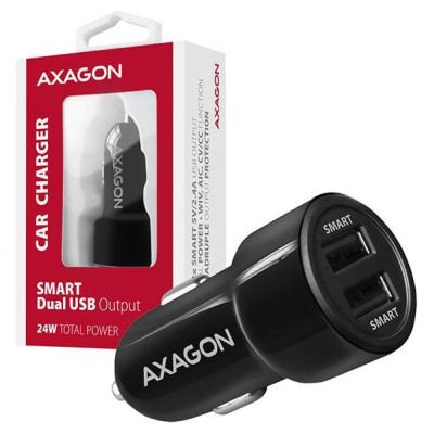 Axagon PWC-5V5 car charger Smart 5V 2,4A + 2,4A, 24W, black