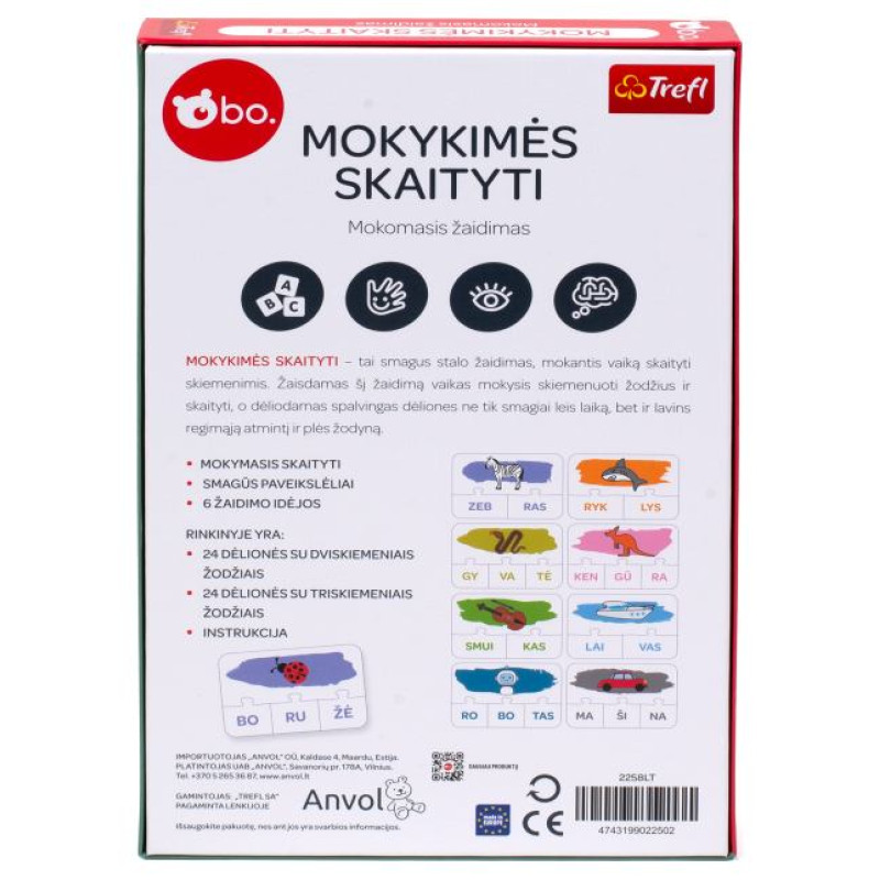 BO. Развивающая настольная игра "Учимся читать" (на литовском языке)