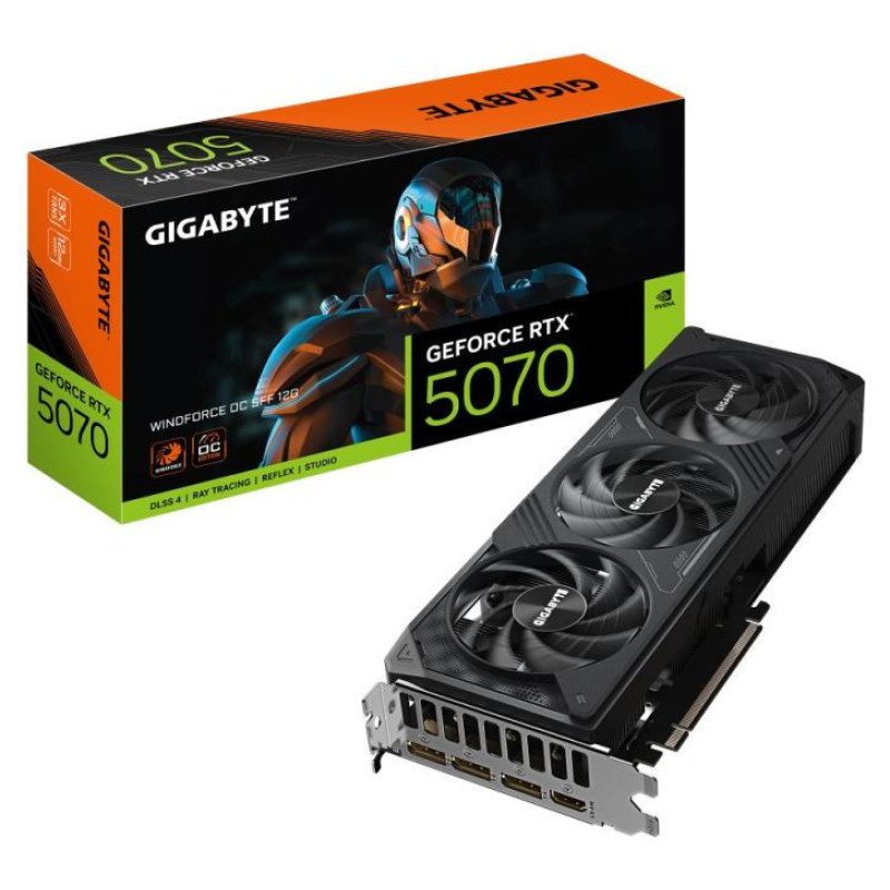 Gigabyte Graphics Card|GIGABYTE|NVIDIA GeForce RTX 5070|12 GB|GDDR7|192 bit|PCIE 5.0 16x|GPU 2542 MHz|Triple slot Fansink|1xHDMI|3xDisplayPort|GV-N5070WF3OC-12GD