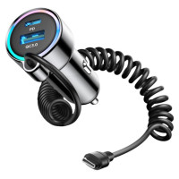 Joyroom JR-CL07 72W 3in1 Car Charger with 1.6m USB-C Cable – Black