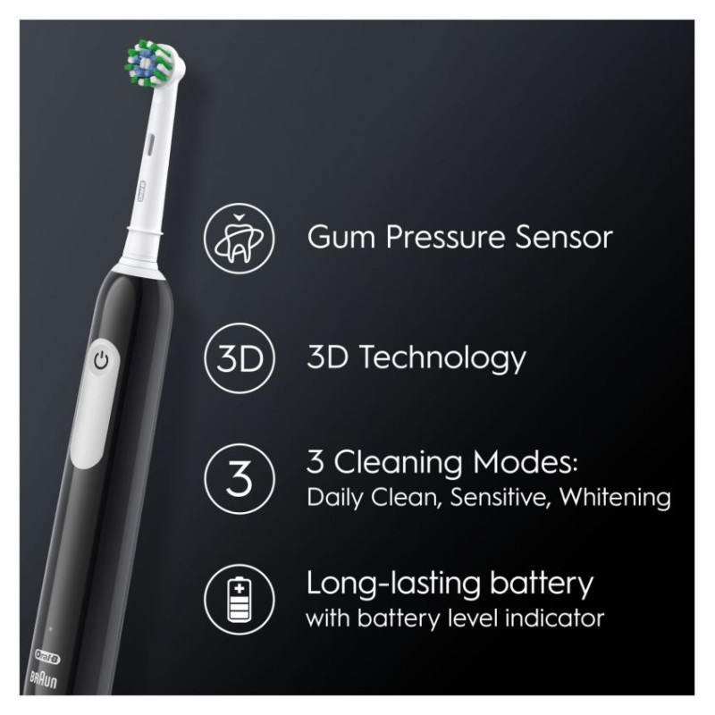 Braun el.zobu  birste Cross Action, melna - D 305.513.3 Black