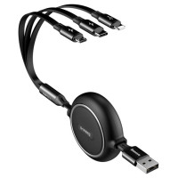 Baseus Golden Loop 3in1 extendable cable USB - micro USB / Lightning / USB-C 3.5A 35cm - 120cm black (CAMLT-JH01)
