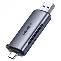 Ugreen CM185 50706 reader for SD / micro SD cards on USB-A 3.0 / USB-C 3.0 - gray