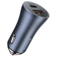 Baseus Golden Contactor Pro fast car charger USB Type C / USB 40 W Power Delivery 3.0 Quick Charge 4 + SCP FCP AFC gray (CCJD-0G)
