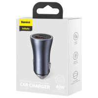 Baseus Golden Contactor Pro fast car charger USB Type C / USB 40 W Power Delivery 3.0 Quick Charge 4 + SCP FCP AFC gray (CCJD-0G)