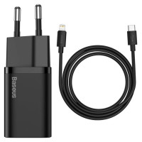 Baseus Super Si 1C fast charger USB Type C 20W Power Delivery + USB Type C - Lightning cable 1m black (TZCCSUP-B01)