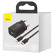 Baseus Super Si 1C fast charger USB Type C 20W Power Delivery + USB Type C - Lightning cable 1m black (TZCCSUP-B01)