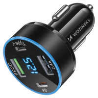 Wozinsky WDCCB Car Charger with Display 50W 2xUSB-C / 2xUSB-A - Black